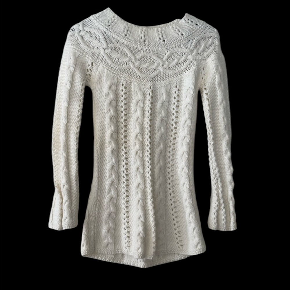 GUESS White Cable Knit Sweater - Size XS